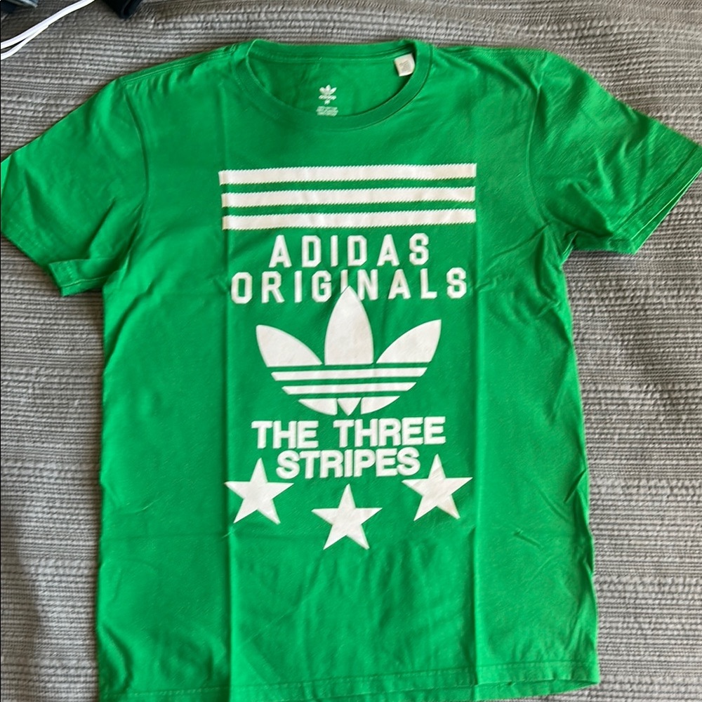Adidas Green Short Sleeve Tee with White Graphics